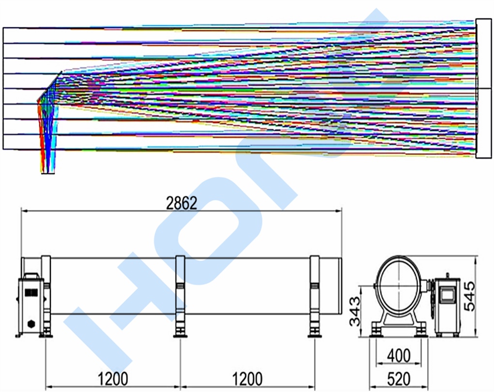 同軸牛頓反射式平行光管光路示意圖