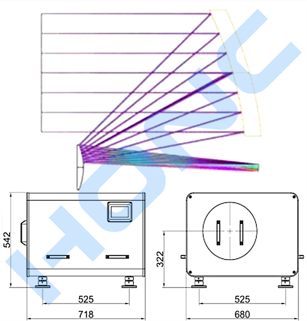 離軸卡塞格林式平行光管光路示意圖